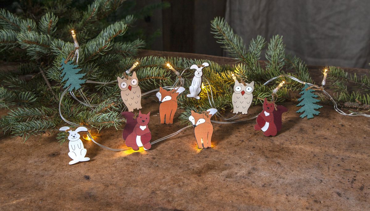 Lichterkette Forest Friends - IP20, Warmweiss, 10 LED