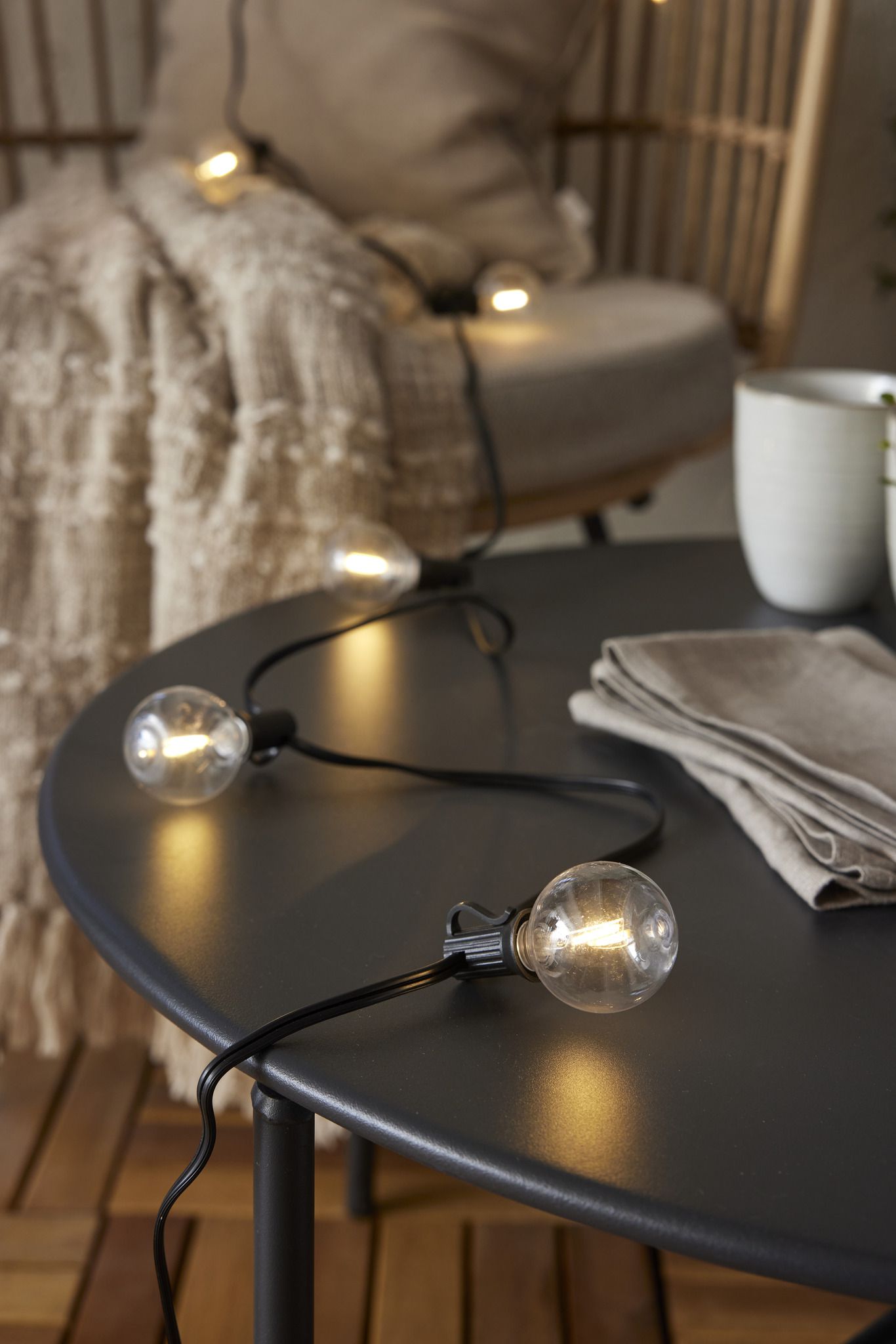 Solar Lichterkette Globe Mini - Indoor, Outdoor, Warmweiss, Schwarz