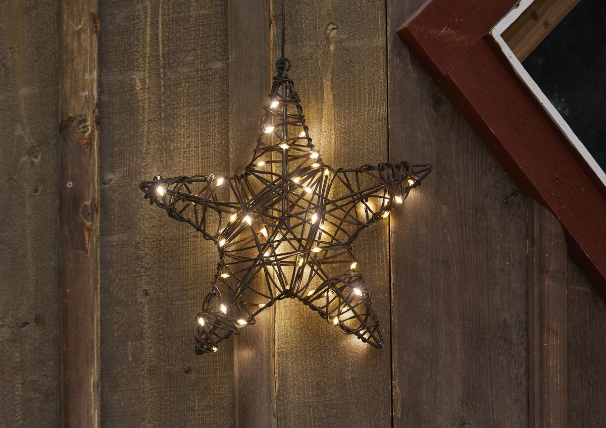 Outdoor Decoration Vicke Star 30cm - Indoor, Outdoor, Warmweiss, Braun