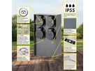 IP55 Energiesäule 4xT13 - 230V AC, max. 10A, 4xT13, IP55, schwarz-matt, rostfrei, Überlastschutz, L=130mm, B=85mm, H=230mm
