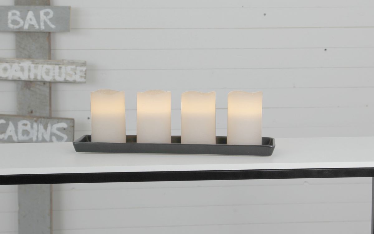 LED Pillar Kerze 4er Pack May - Indoor, Weiss, 12.5cm Höhe, Timerfunktion