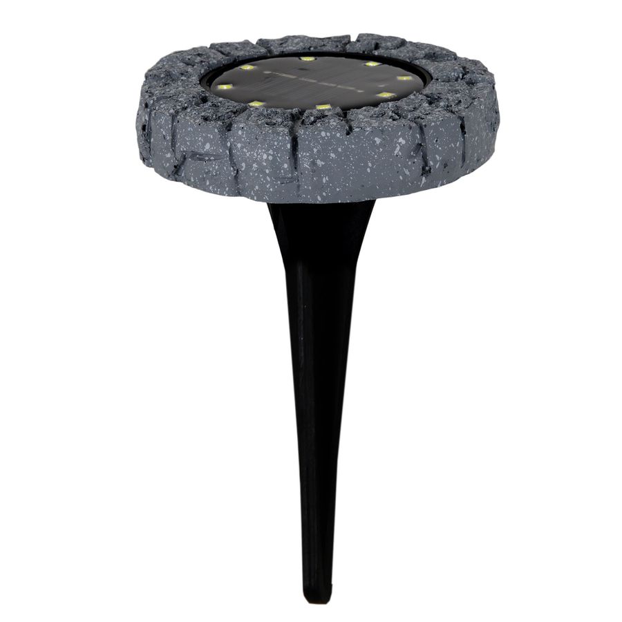 3er-Set LED-Solar Bodenleuchte KIAN mit Erdspieß / D: ca. 12 cm / grau - IP44, 0.06W, Kaltweiss