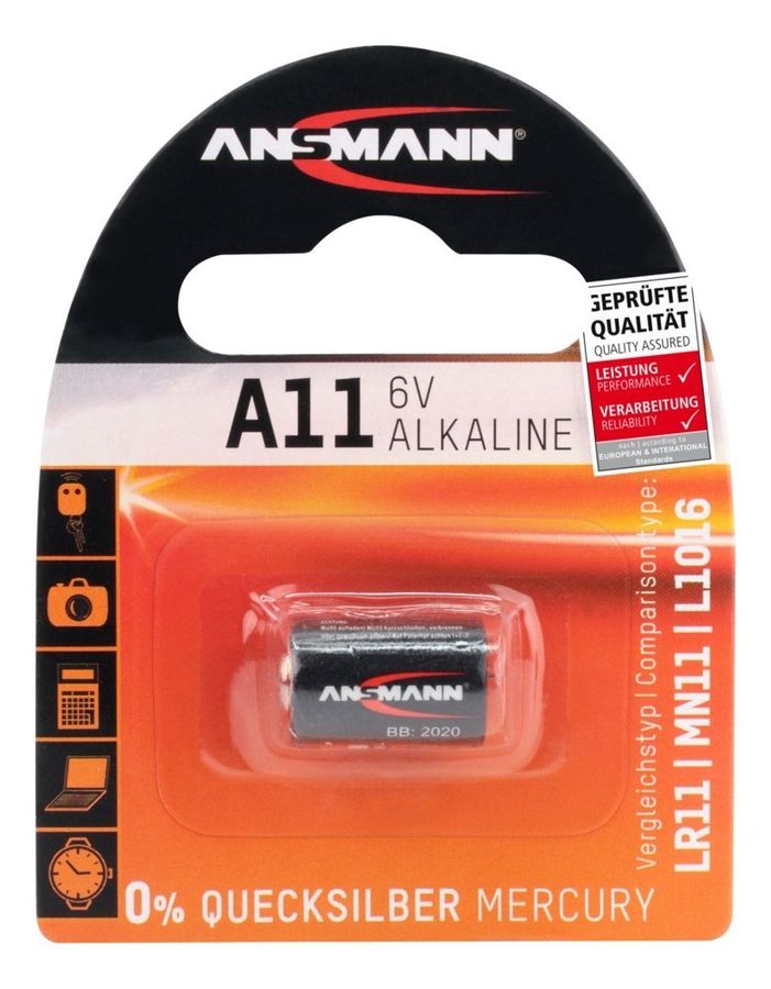 Alkaline-Batterie A11 / LR11 / 6 V - erstklassige Qualität mit langer Haltbarkeit - 1er Blister