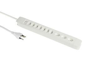 Steckdosenleiste PRINCIPIO 3xH/7xV - 10x T13 (3x horizontal / 7x vertikal), 5.0m Kabellänge, Schalter, weiss