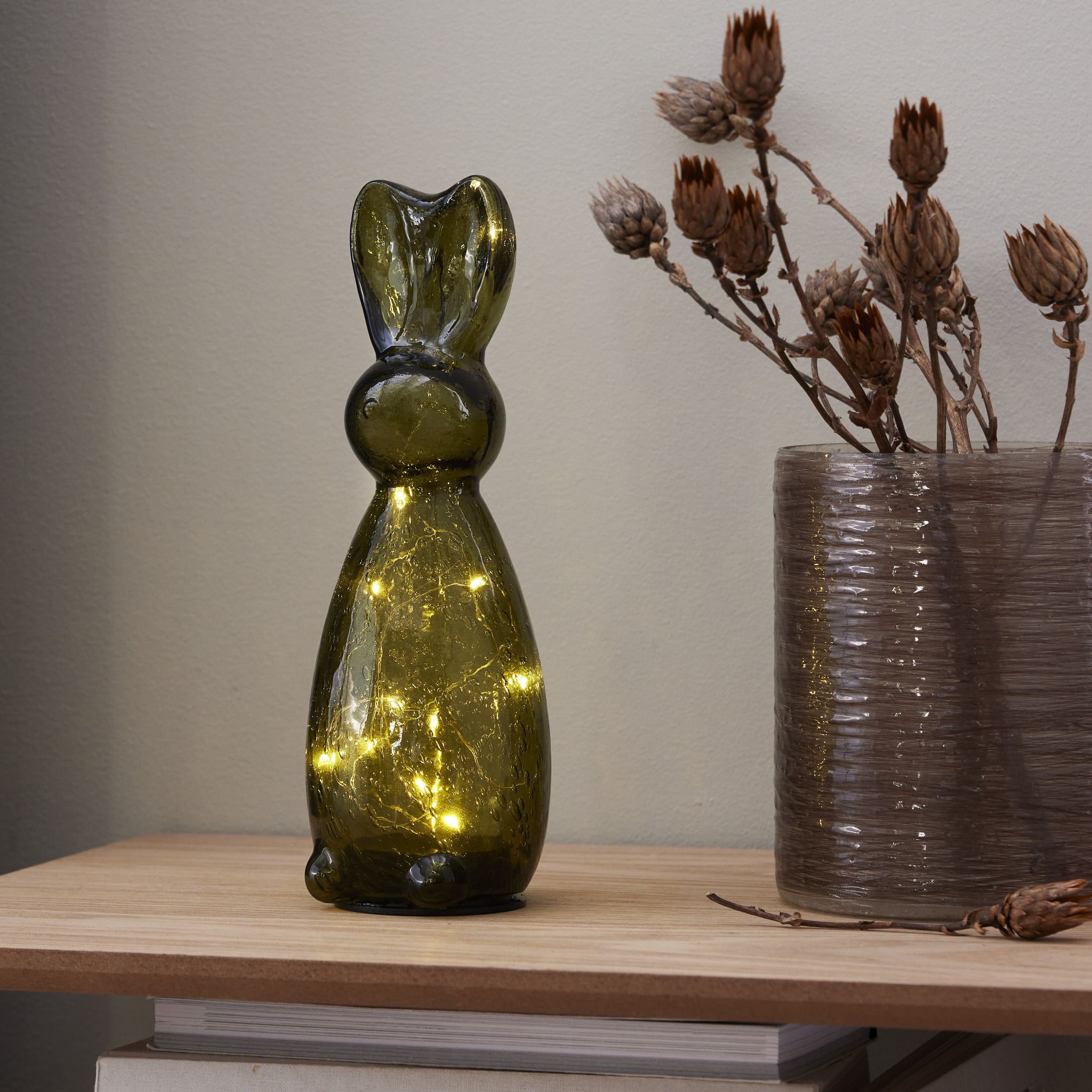 Glas Decoration Harry Green - Indoor, Warmweiss, Grün