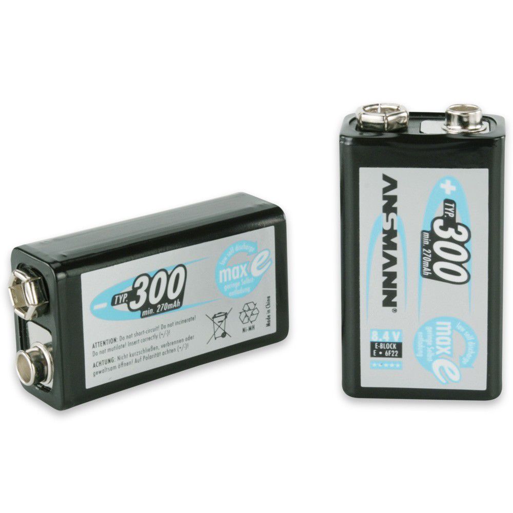 NiMH Akku 9V E-Block Typ 300 - Akku NiMH, E-Block, 8.4V, 270 mAh