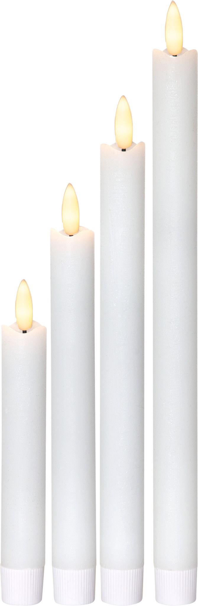 LED Dinner Kerze 4er Pack Flamme - Indoor, Weiss, 28.5cm Höhe, Timerfunktion