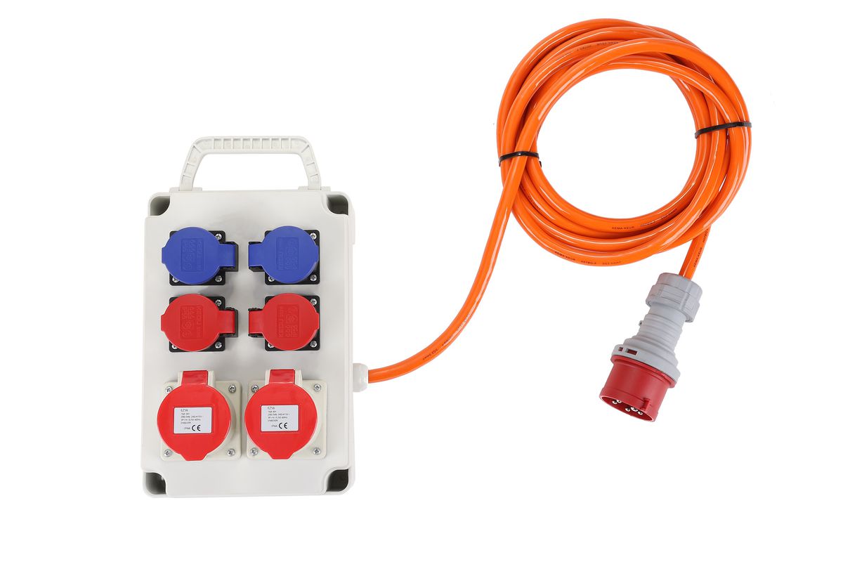 Stromverteilerbox 16A IP44/IP55 5m - 2xCEE16/5 2xT23 2xT25 EPR-PUR H07BQ-F 5G2.5mm2 5m