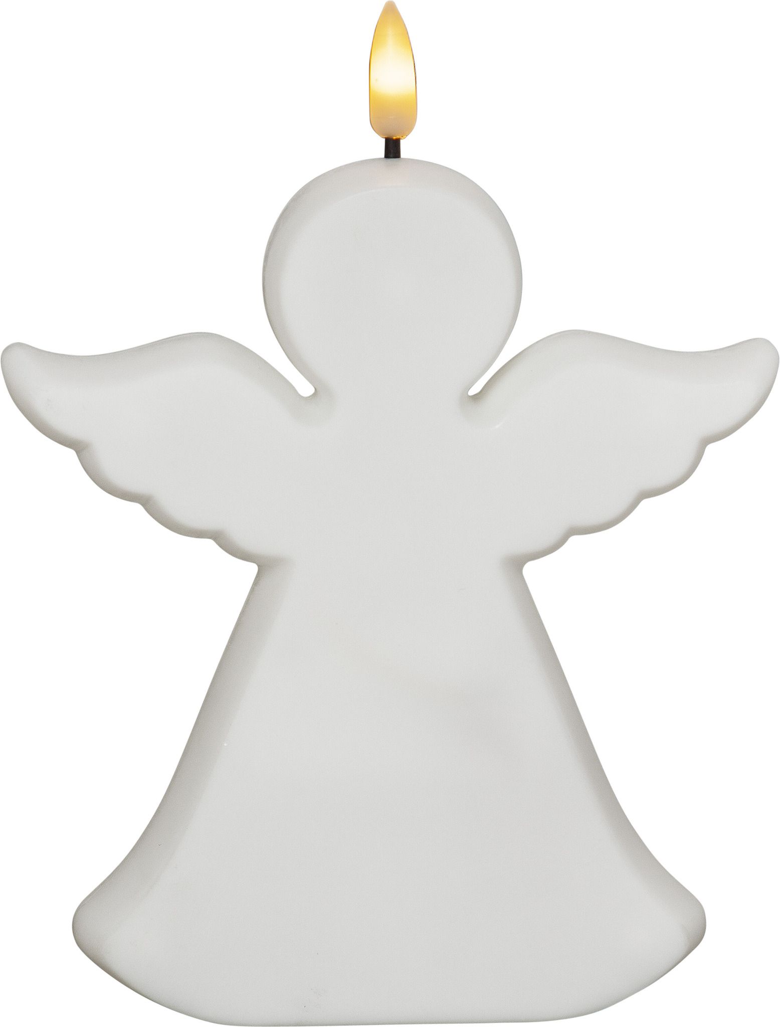 Outdoor Dekoration Flamme Angel - Outdoor, Weiss, 18.5 cm Höhe, Timerfunktion