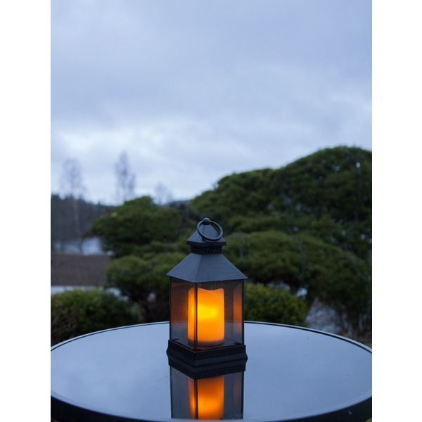 Laterne Flame Laterne - Outdoor, Schwarz, 25cm Höhe, Timerfunktion 6er Display