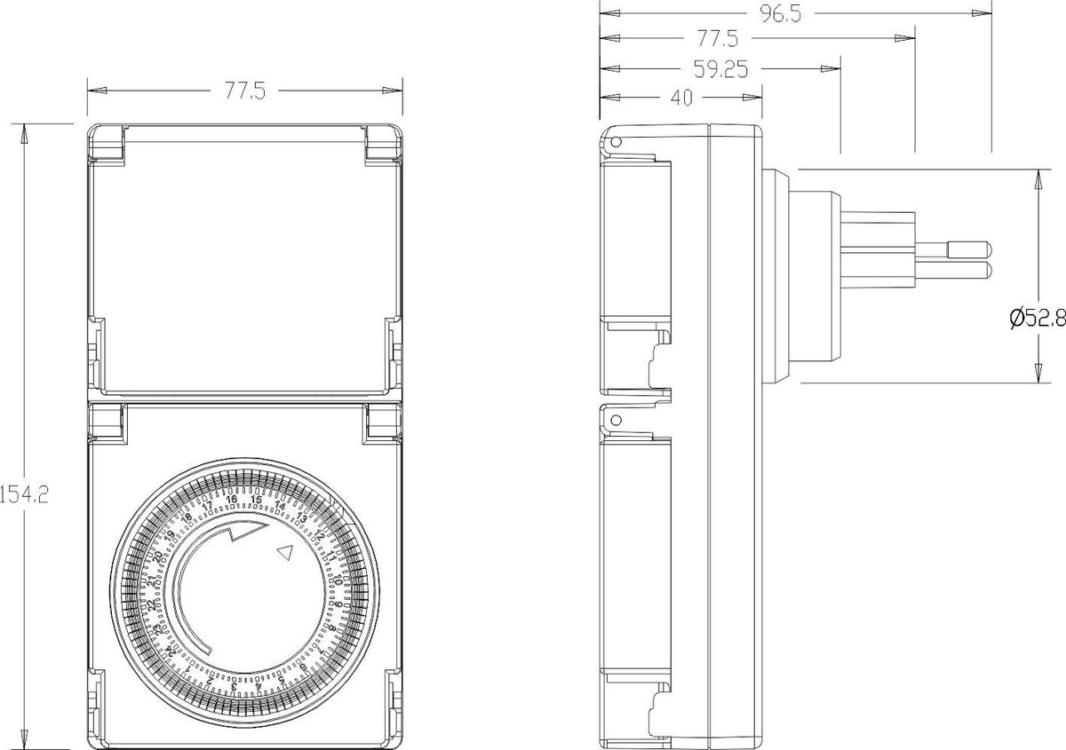 IP55 Zeitschaltuhr - T13, 15min schaltbar, mechanisch,outdoor