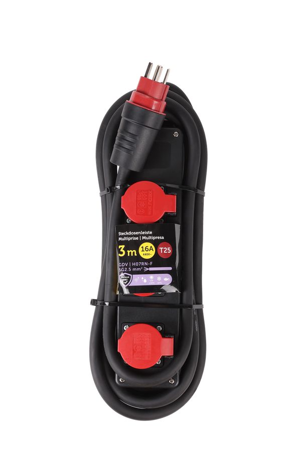 Steckdosenleiste Kunststoff 3xT25 IP55 - H07RN-F 5G2.5mm2 3m