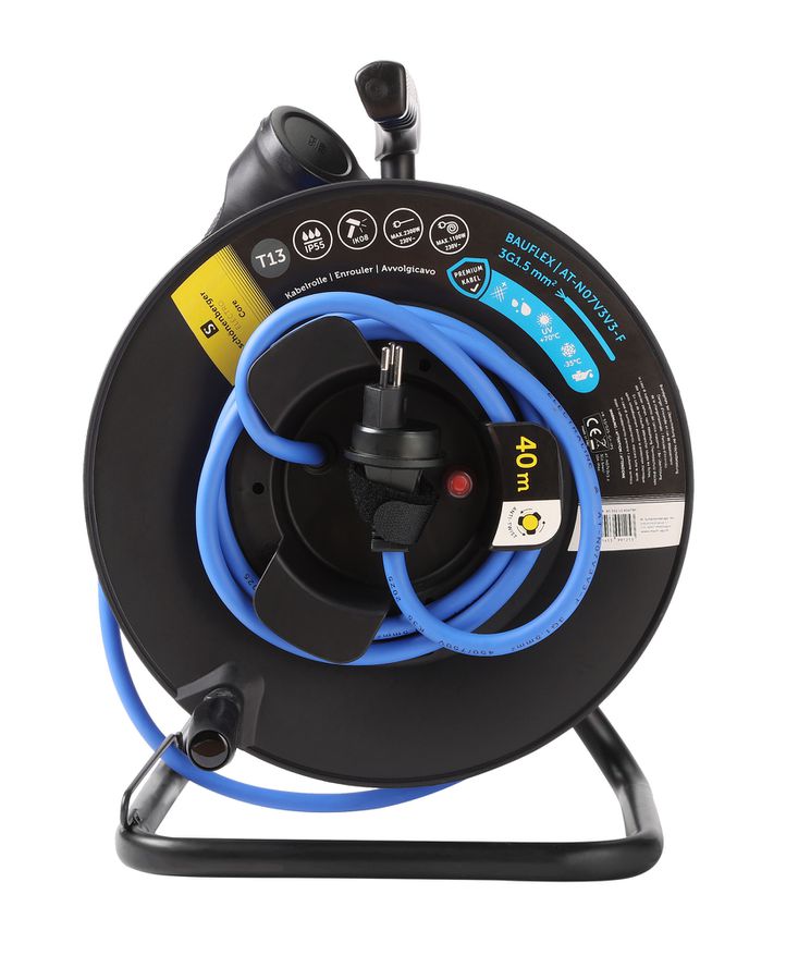 Kabelrolle Antitwist T13 IP55 40m - BAUFLEX N07V3V3-F 3G1.5mm2