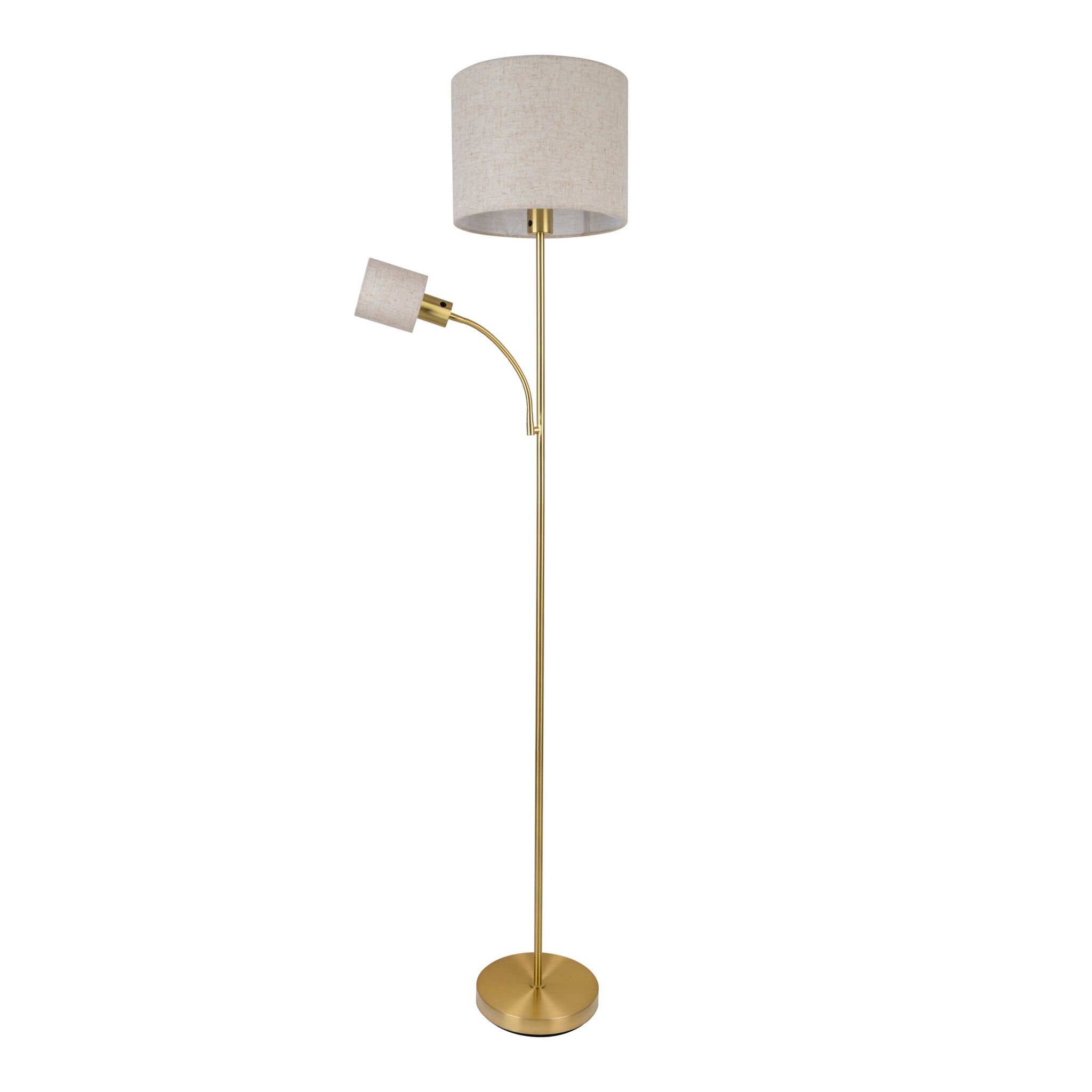 Stehleuchte  FILOMENA  H: 165cm beige - IP20, E27, Messingmatt
