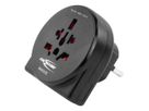 Reisestecker World to EU + USB - mit Schutzleiter für Geräte der Schutzklasse I & II, für Reisen in Länder mit Schuko-Steckdose
