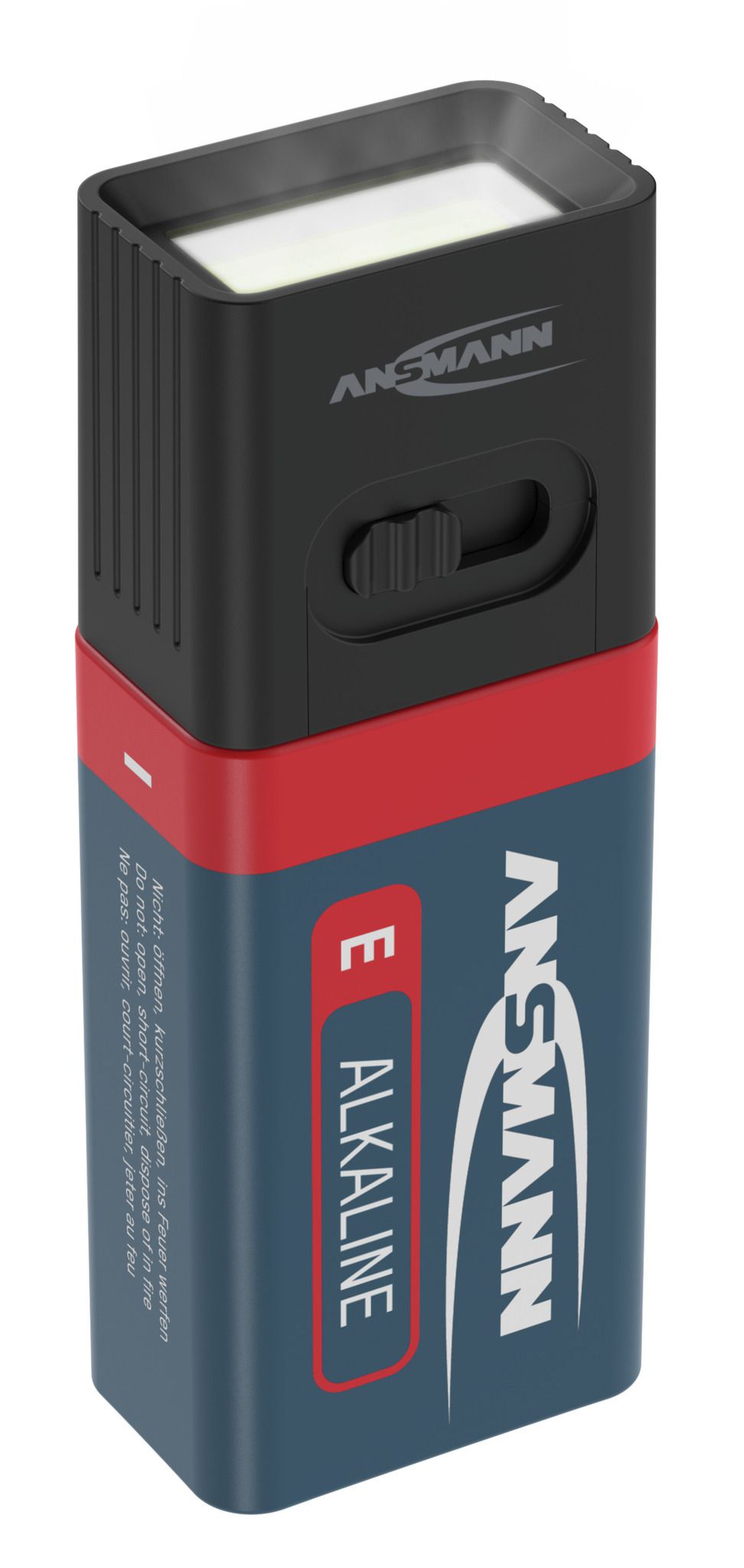 Taschenlampe COB LED-Leuchte mit 9V Batterie - 60lm, IP20, Schwarz