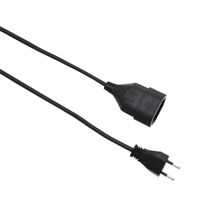 Verlängerungskabel 2-Polig - 3m, schwarz, H05VV-F 3G1.0mm2, ohne Kinderschutz, 230V - 10A