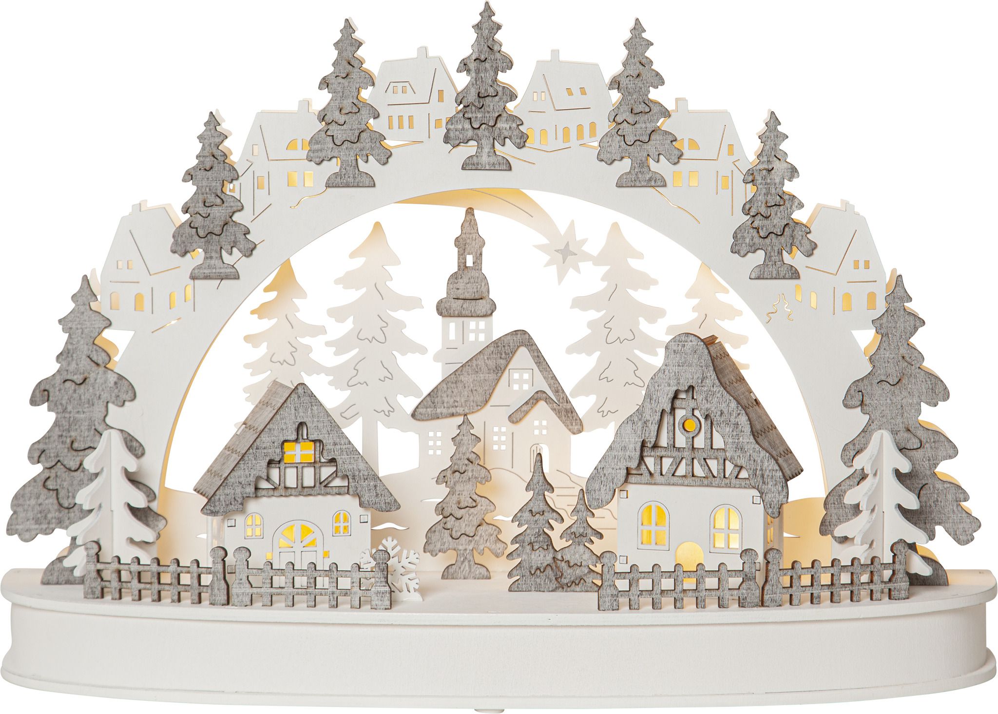 Kerzenleuchter Grauberg - IP20, Warmweiss, Grau