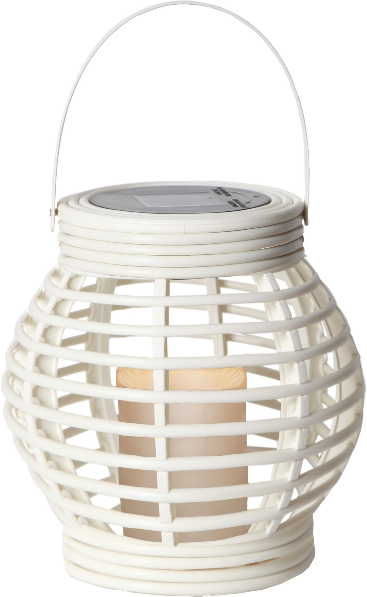 Solar Laterne Rotang - Weiss, Lichtfarbe Warmweiss