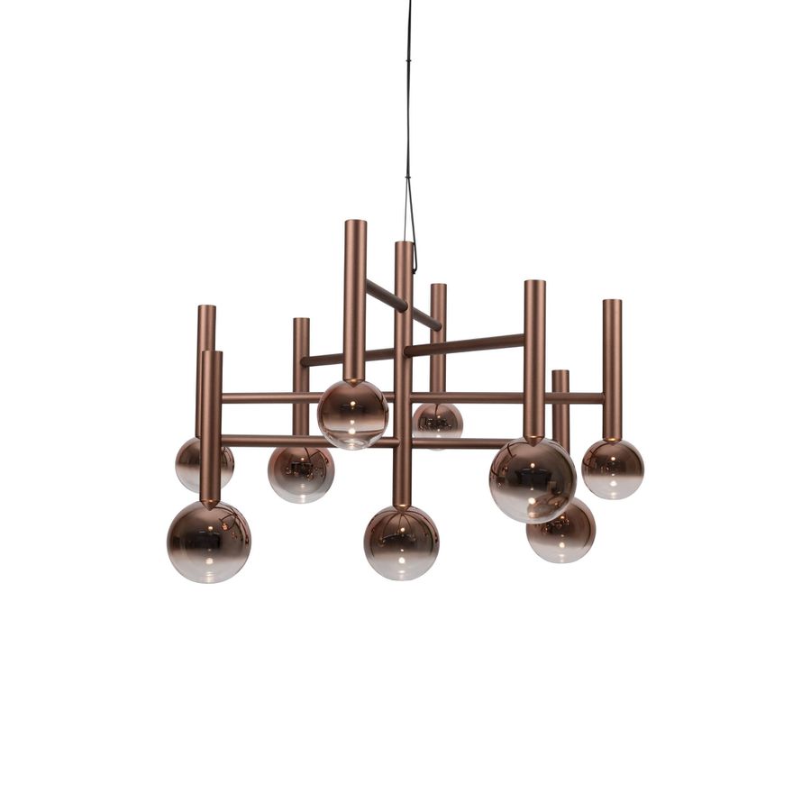 9er LED Pendelleuchte  SINGAPUR : 65cm kupfer - IP20, LED-Modul, Kupfer