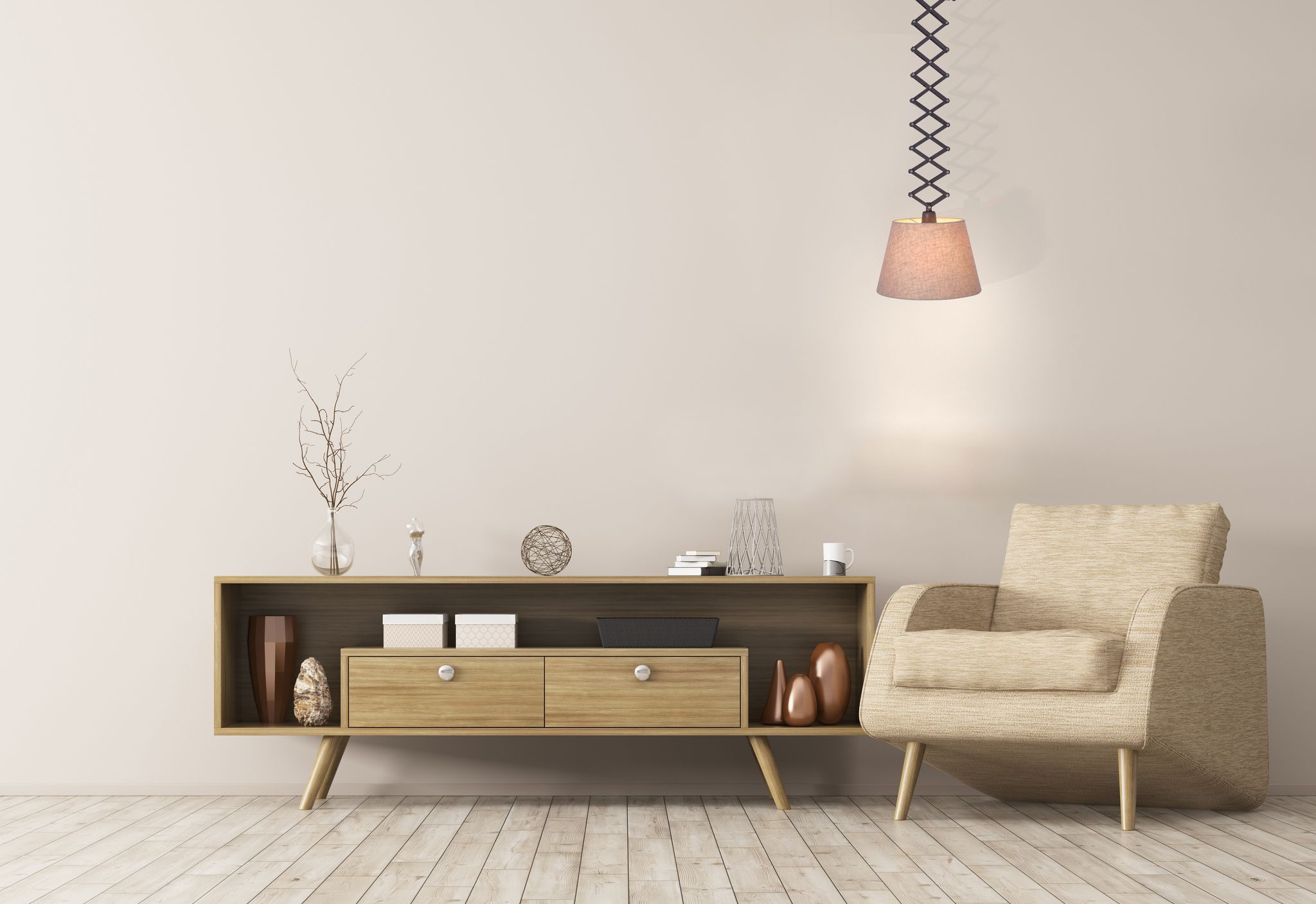 Scheren-Pendelleuchte Adrienne max. h: 125cm natur - E27, 40W, IP20