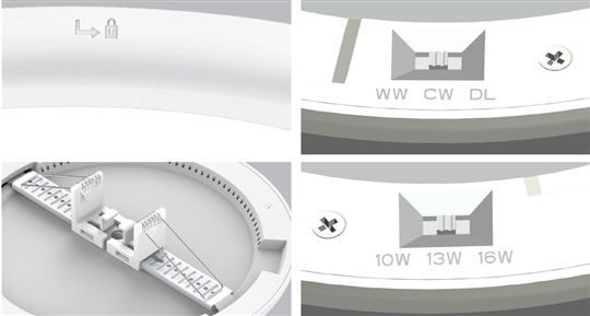 LED Downlight SYNO UNIVERSAL - 10/13/16W, 950-1800lm, 3000/4000/5700K, IP20, CRI 80, weiss, nicht dim; D=235mm, H=16mm, BL=65-205mm