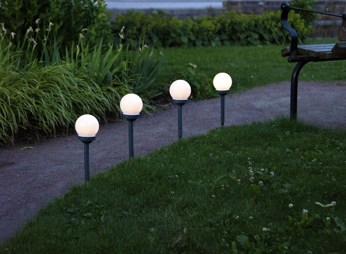 Solar Poller-Leuchte 4 Pack Globus - Weiss, Lichtfarbe Warmweiss