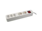 Steckdosenleiste CH/Schuko - 2x Schuko + 3xT13 Steckdosen, T12 Stecker, 1.5m Kabel, integrierter Leuchtschalter, weiss, mit Kinde