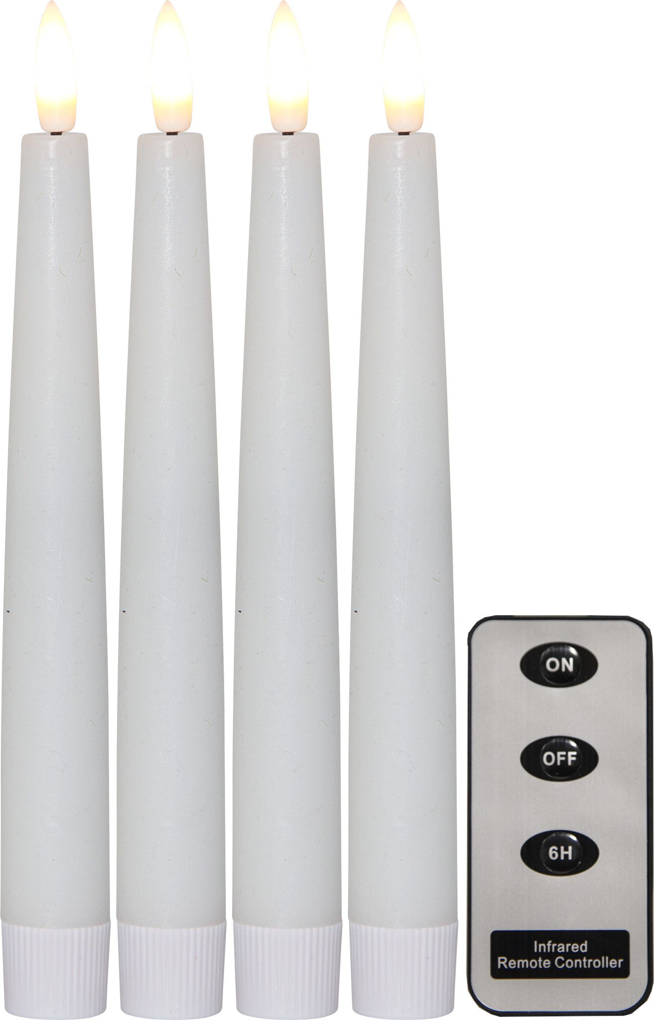 LED Dinner Kerze 4P Flamme - Indoor, Weiss, 20cm, Timerfunktion