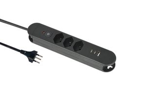 Steckdosenleiste Re:Life USB - 3x T13. 2x USB-C + 1x USB-A, 1.8m Kabel, schwarz