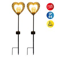 2er-Set LED-Solarleuchte HERZ mit Erdspieß H: 59 cm - IP44, 0.06W, Warmweiss