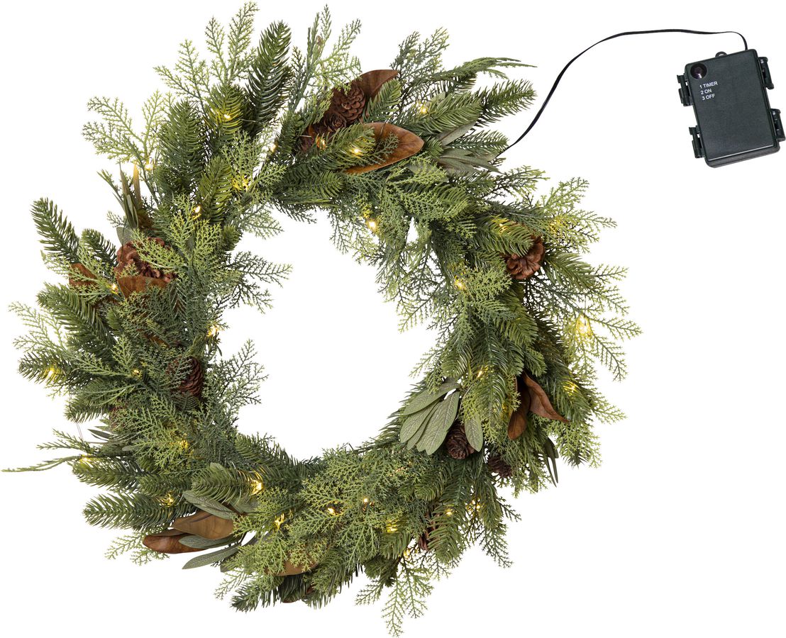 Kranz Mixi - Indoor, Warmweiss, Grün