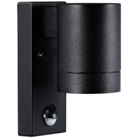Sensor-Wandleuchte Tin Maxi - 1xGU10 (exklusiv), max.35W, IP54, schwarz, nicht dimmbar, PIR-/Tagesl.-Sen.(0-8m), D=76mm, H=160mm