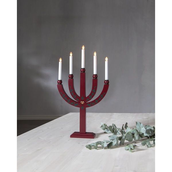 Kerzenleuchter Elias Tradition - IP20, Rot, Warmweiss