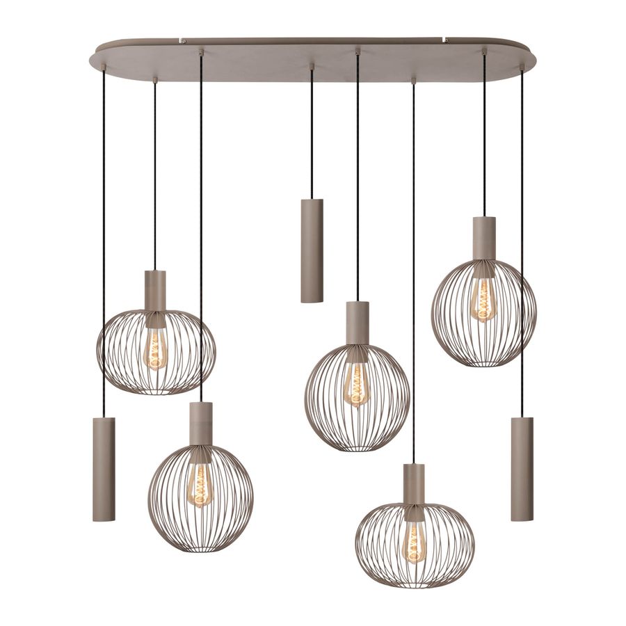 8er Pendelleuchte  TARELLIO  L: 122cm beige - IP20, E27, Beige