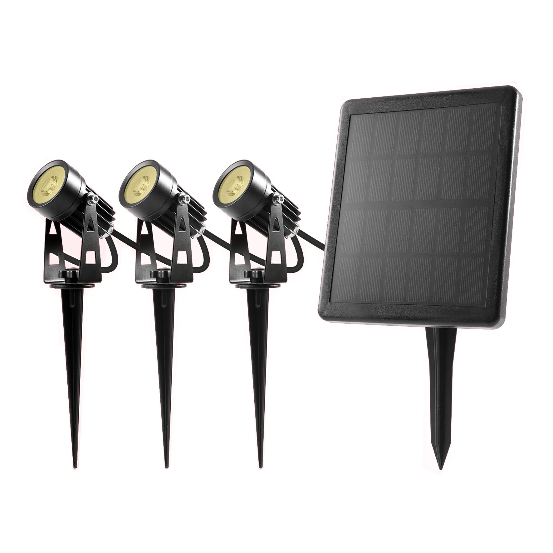 Solar-Gartenstrahler SIMON LED - IP65, 3000K, Solarpanel 6V, 5W. 70lm pro Leuchte, 3er Set, 3 x 1W