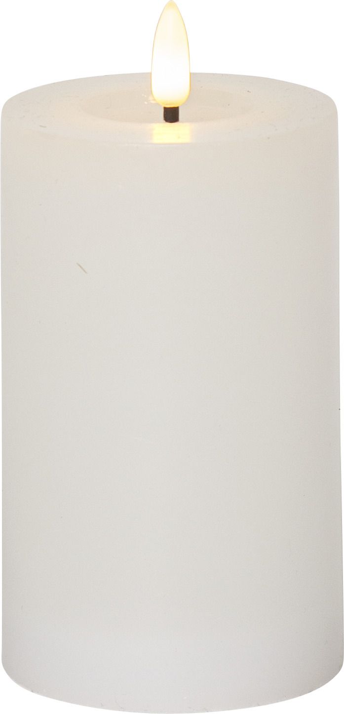 LED Pillar Kerze Flamme Flow - Indoor, Weiss, 15 cm höhe, Timerfunktion
