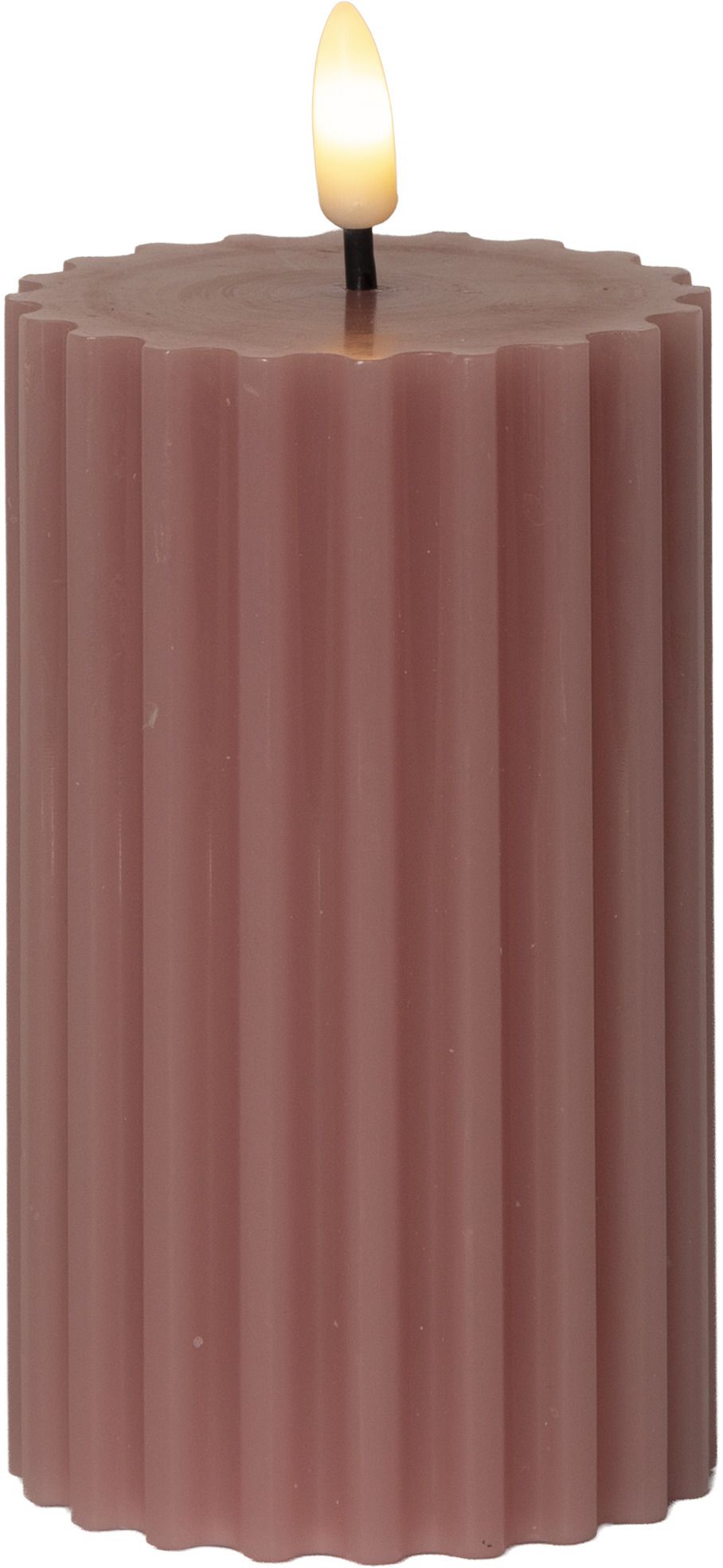 LED Pillar Kerze Flamme Stripe - Indoor, Pink, 15.00cm Höhe