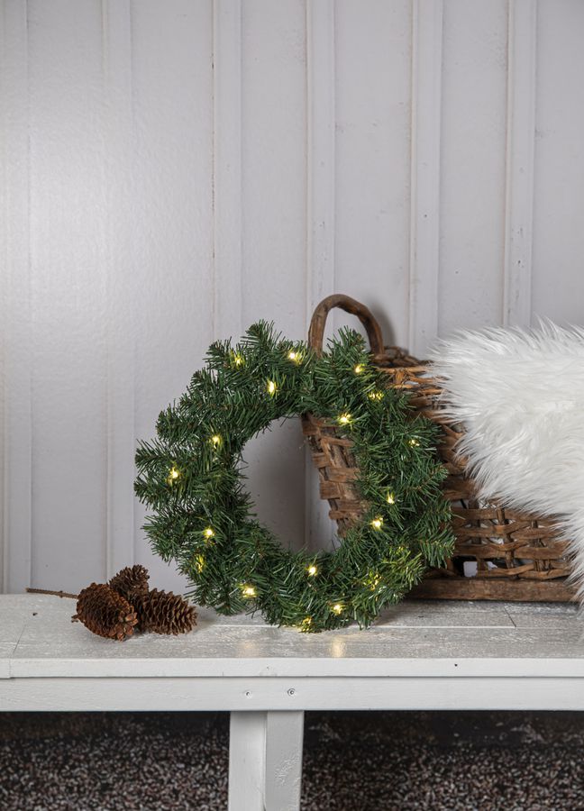 Kranz Dalbo - Indoor, Outdoor, Warmweiss, Grün