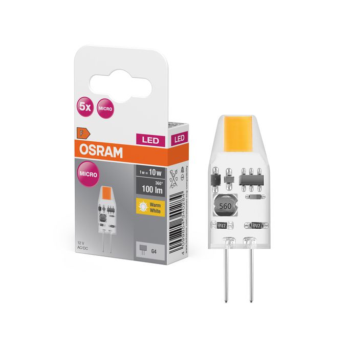 LED PIN MICRO 12 V 5er Pack - G4, 100Lm, 2700K, 1W, 12V