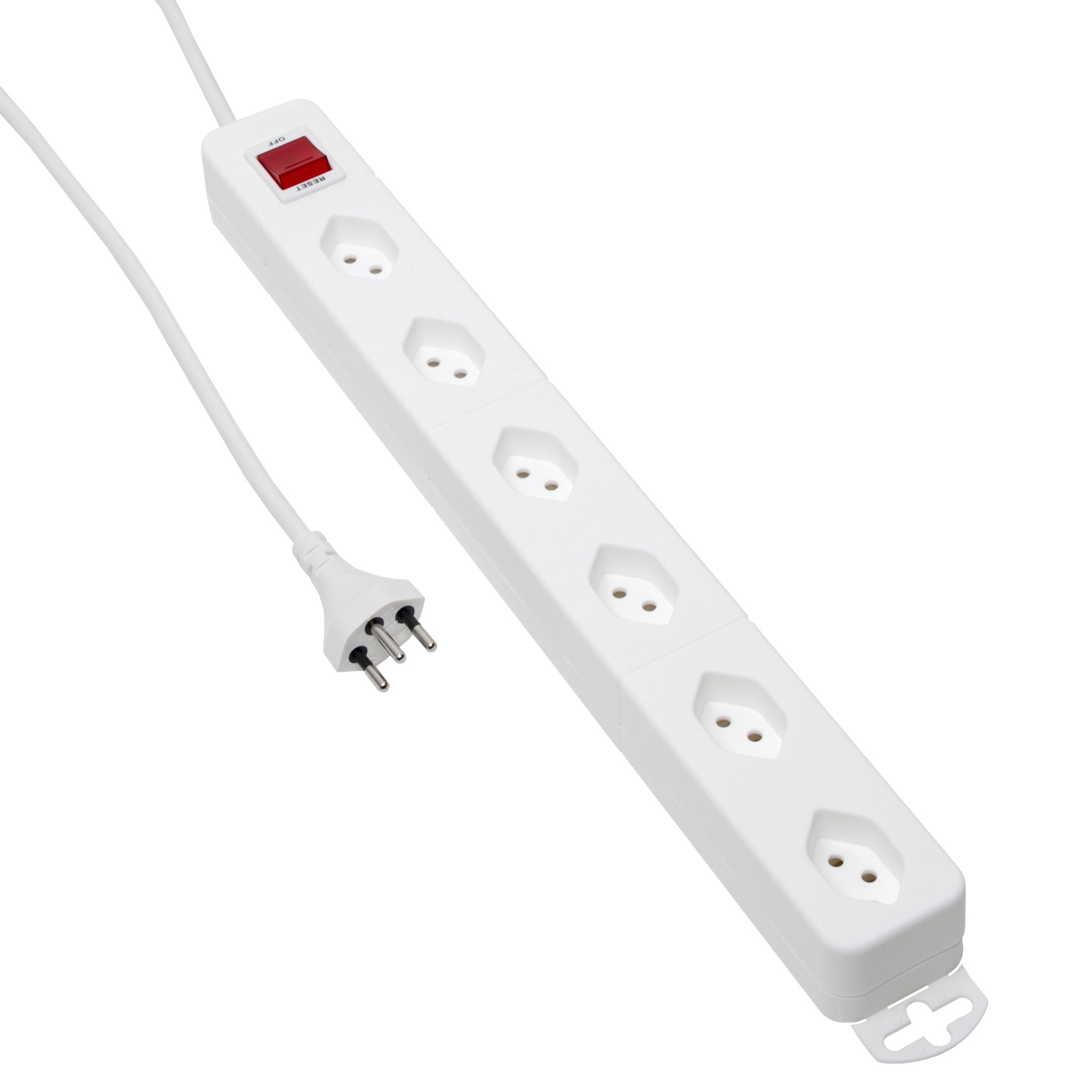 Standard Line Quer Multiprise - 6xT13, 1.5m Kabel, H05VV-F 3G1mm2, weiss,  kein Kinderschutz