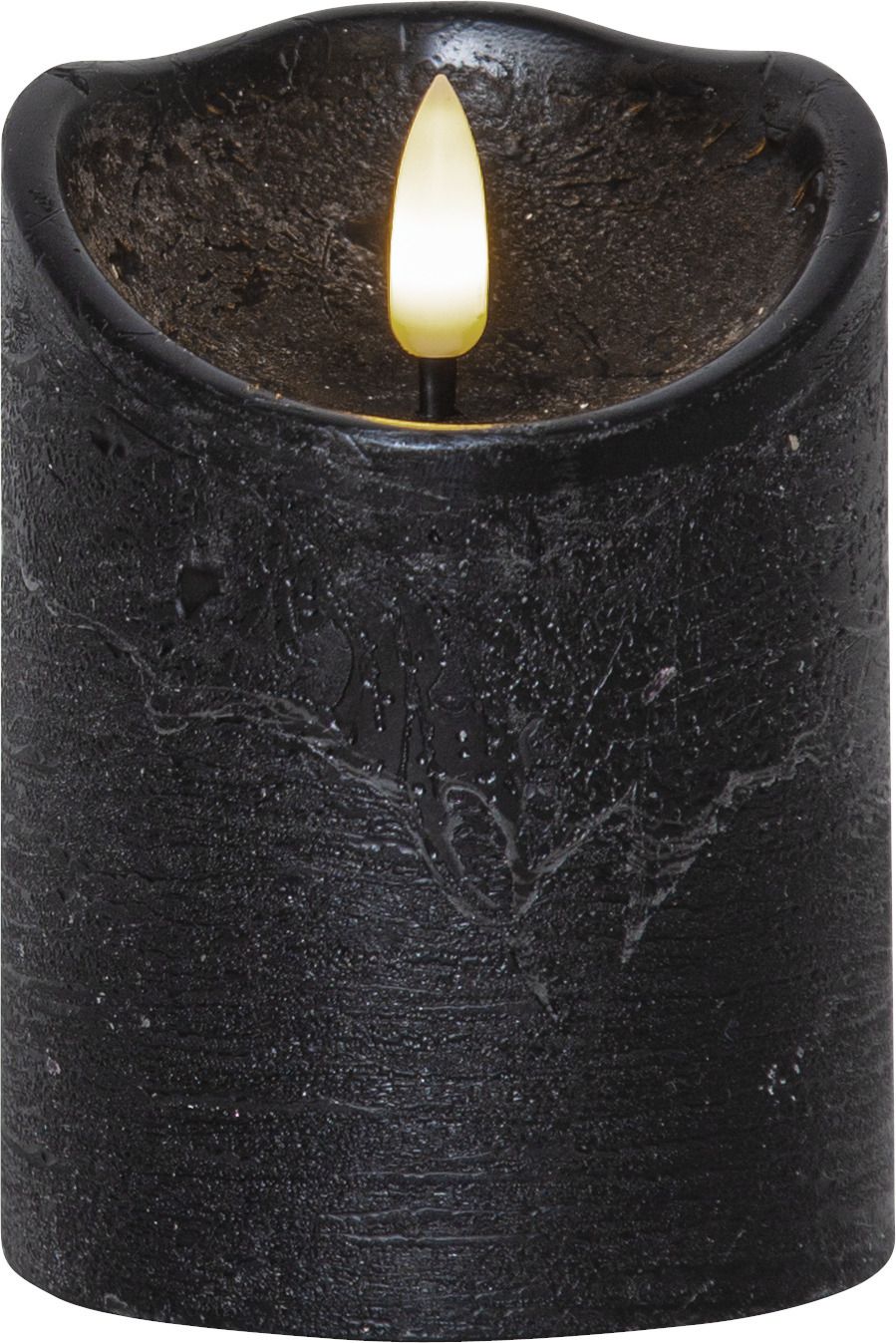 LED Pillar Kerze Flamme Rustic - Indoor, Schwarz, 10.00 cm Höhe,  Timerfunktion