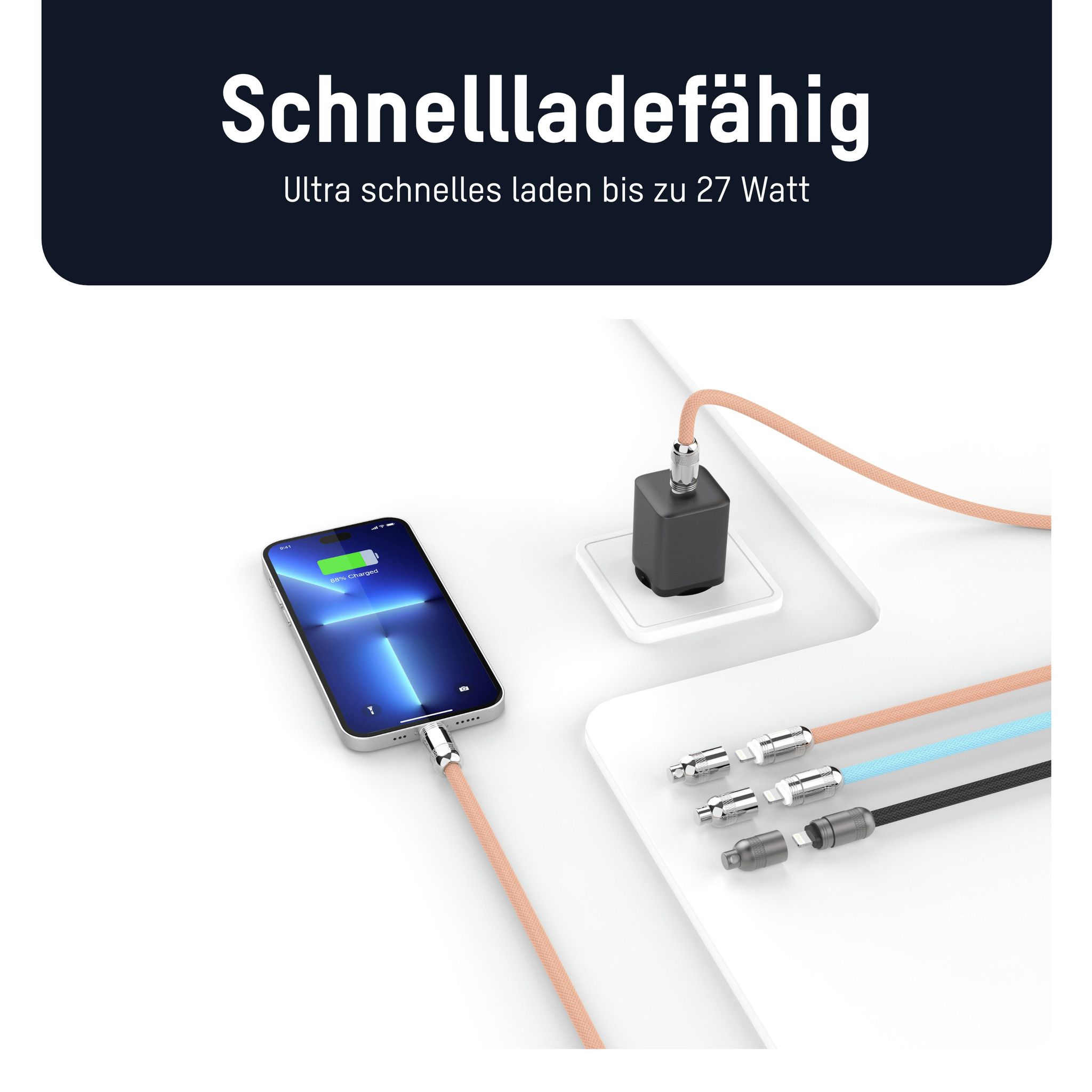 Lanyard Kabel USB Typ-C zu Lightning - 120 cm, rose