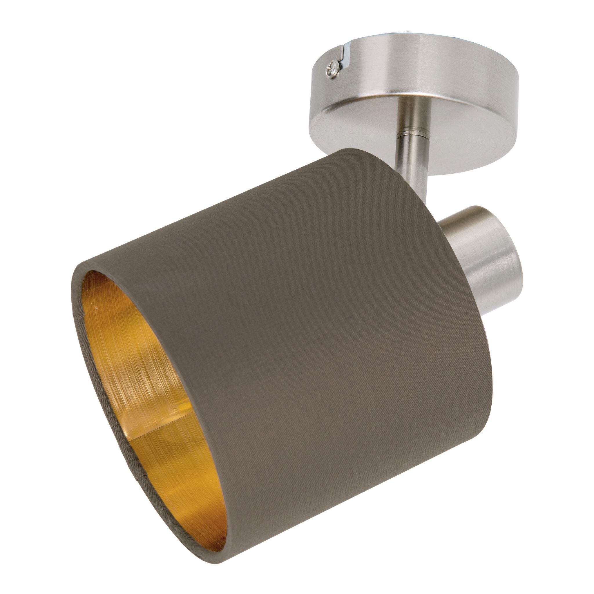 Wand-und Deckenleuchte MARON G (1er Spot) - E14, max. 1x40W, IP20, nickel + braun + gold, nicht dimbar, exkl. Leuchtm., L=150mm, B=120mm,H=185mm