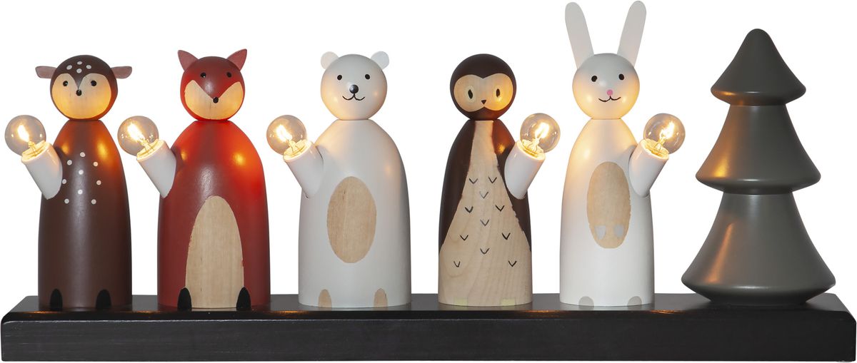 Kerzenleuchter Forest Friends - IP20, Multicolor, Warmweiss
