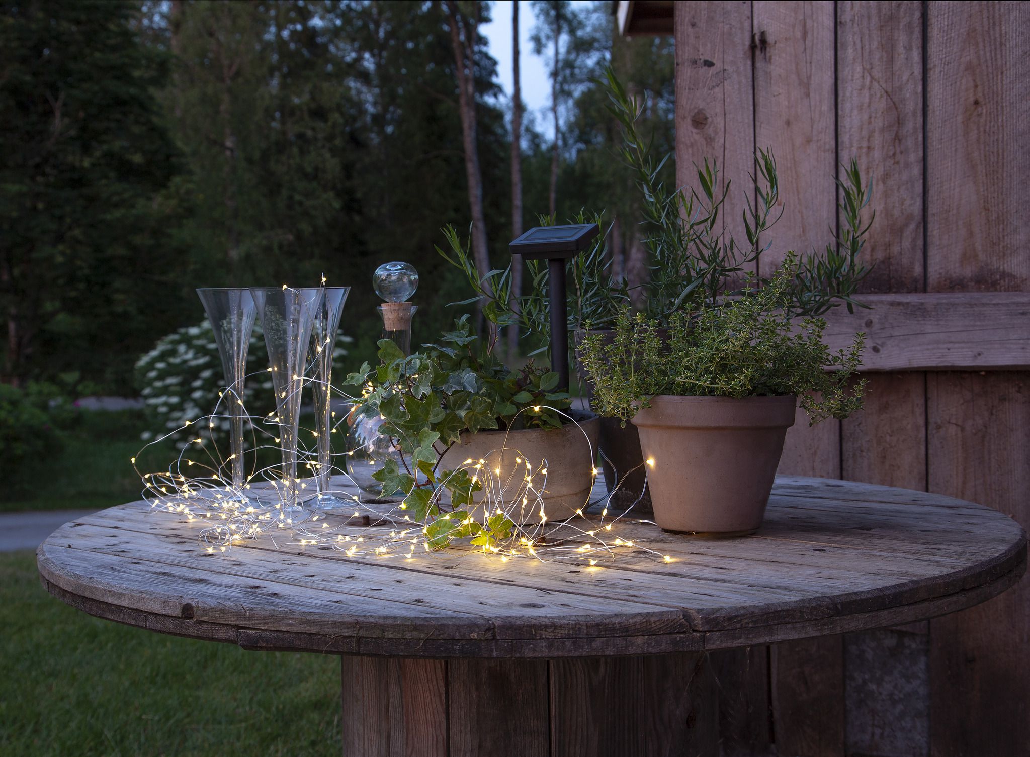 Solar Lichterkette Dew Drop - Silber, Lichtfarbe Warmweiss