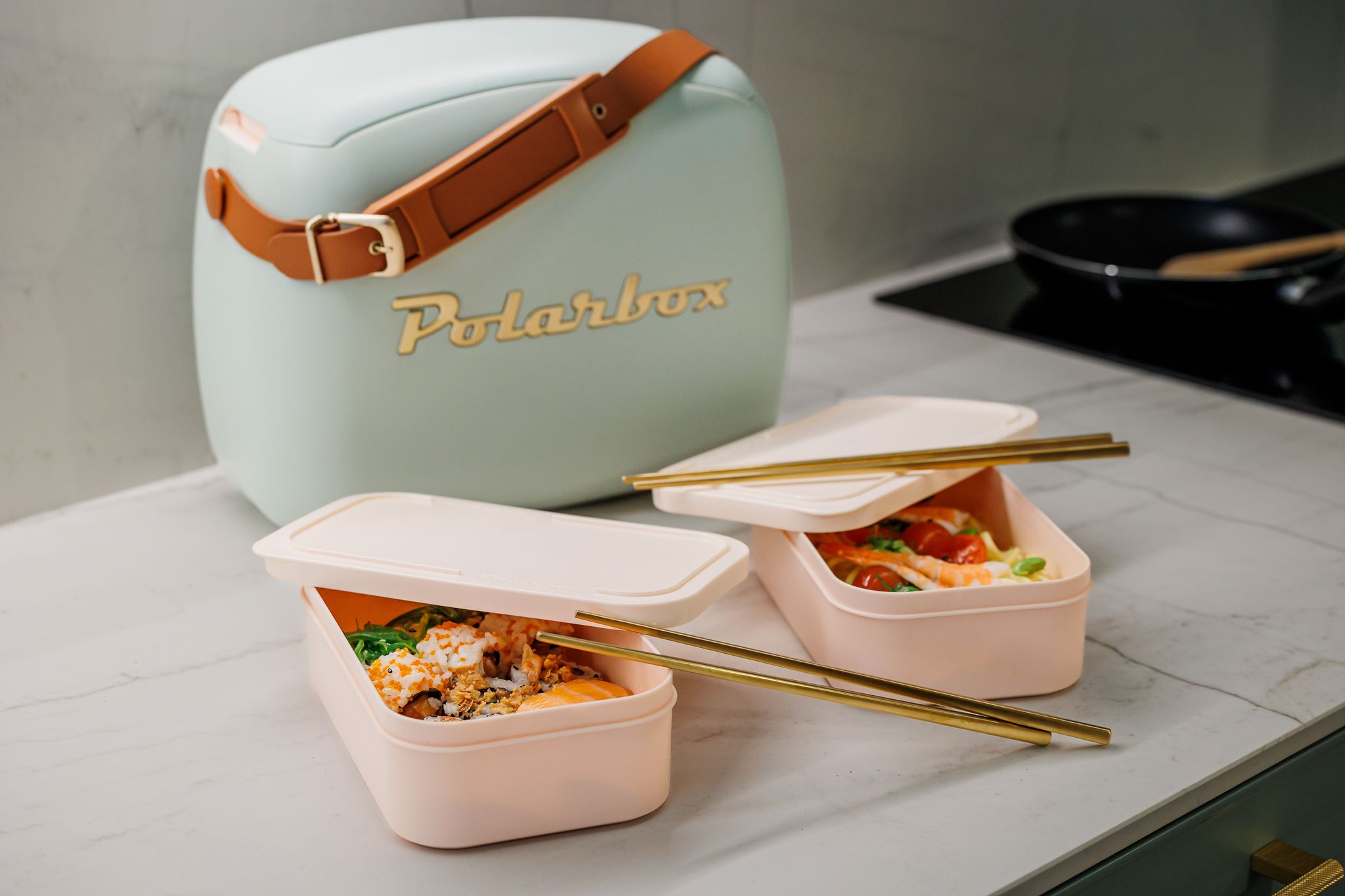 Polarbox CoolerBag matcha 6l inkl. 2 Frischhalte-Dosen 2x nude - Kühlbox, 6l, Vintage Design
