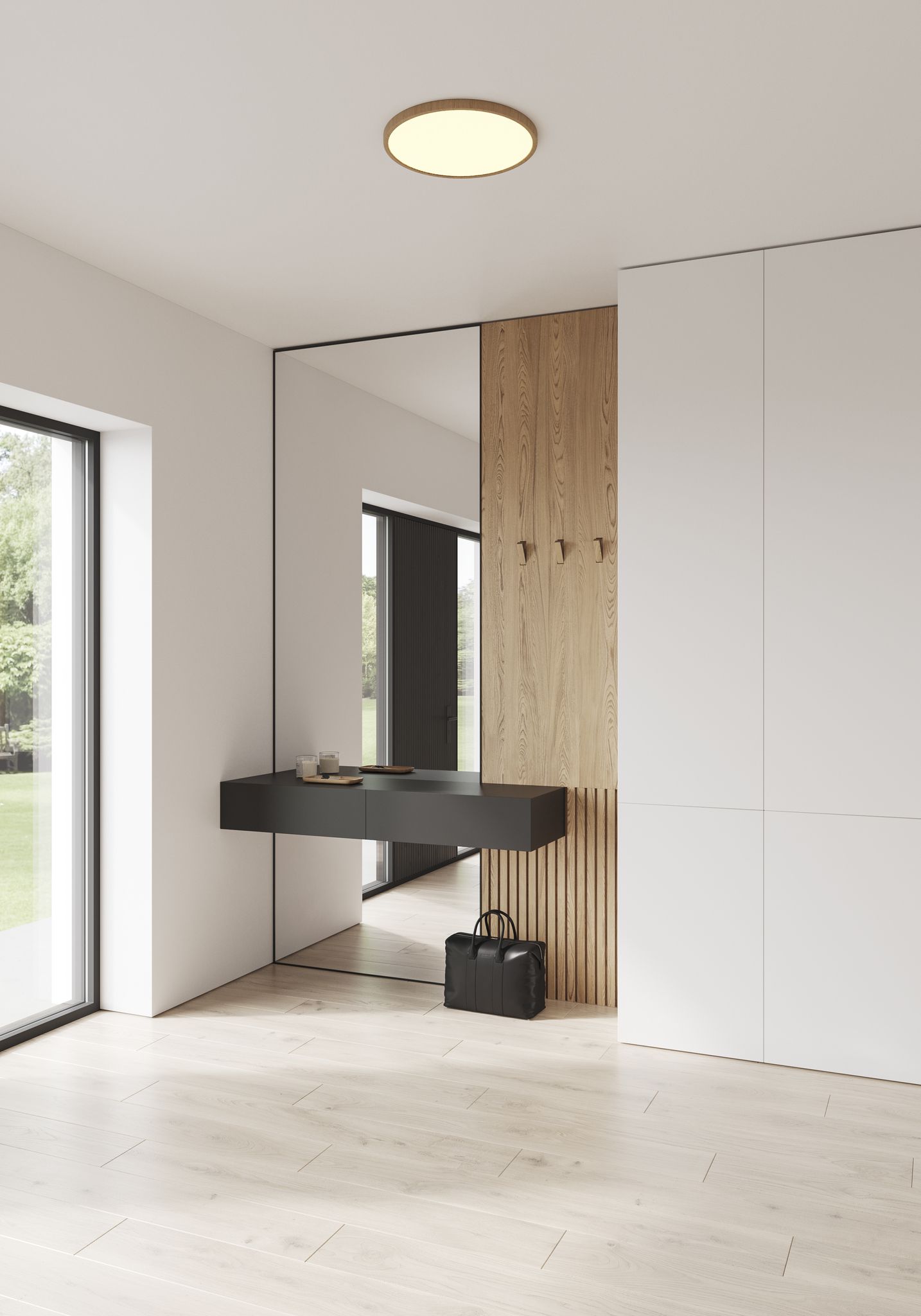 Oja 42 - IP20 2700K Step-Dim Deckenleuchte Holzfolie