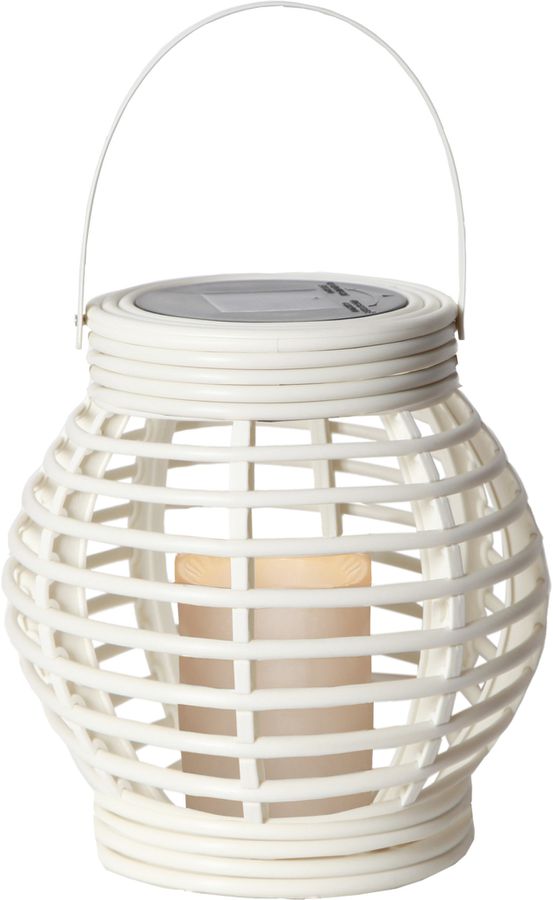 Solar Laterne Rotang - Weiss, Lichtfarbe Warmweiss