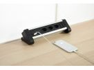 Aluminium Multipresa - 3xT13, 1x USB-C / 1x USB-A max. 3.4A / PD 20W, 3.0m Zuleitung, schwarz